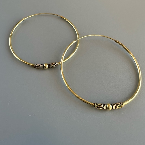 24k Gold Vermeil Large Hoop Earrings 40mm - Picture 7 of 8